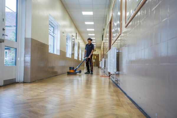 school hallway cleaning